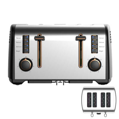 Anbolife XXL 4 lát nướng bánh mì logo điện nướng bánh mì thương mại portable Nướng bánh mì thép không gỉ Nướng bánh mì với 7 cài đặt màu sắc