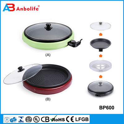 16-inch Foldaway Ceramic Family Size Electric Skillet với Glass Cover Copper Coating 1200 Watt nướng