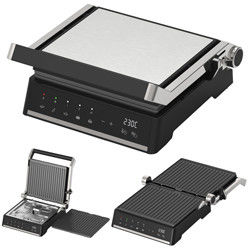 Đĩa có thể tháo rời BBQ Panini Press Grill Griddle Không khói nướng trong nhà màn hình cảm ứng LED Nướng tiếp xúc kỹ thuật số