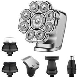 Máy cạo đầu PRO cho nam giới 9D 6 trong 1 Máy cạo đầu màn hình LED sạc không dây