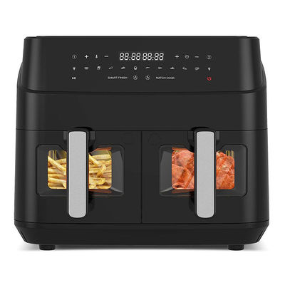 Máy nướng không khí hai giỏ 9L với cửa sổ kính 2600W Máy nướng không khí khu vực kép kỹ thuật số thông minh