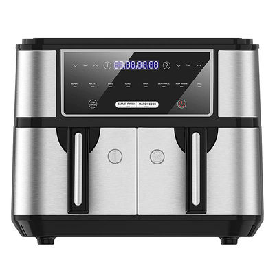 Máy nướng không khí hai giỏ 9L với cửa sổ kính 2600W Máy nướng không khí khu vực kép kỹ thuật số thông minh