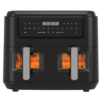 Máy nướng khí thông minh 2400W đôi với cửa sổ trong suốt có thể nhìn thấy 9L Công nghệ hai vùng kỹ thuật số