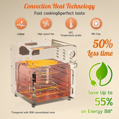 Máy nướng không khí điện 15L với Rotisserie cho gia đình 10 trong 1 Thép không gỉ Máy nướng không gỉ Máy nướng nướng