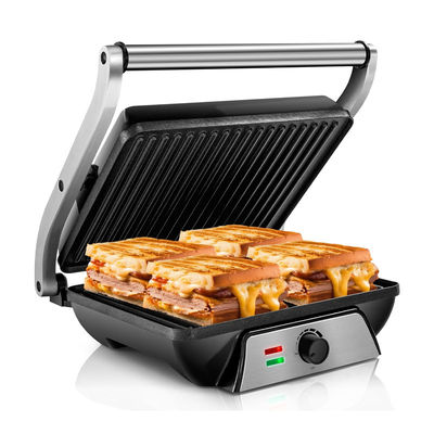 4 slice BBQ trong nhà Panini Electric Press Grill với điều khiển nhiệt độ và thời gian nút