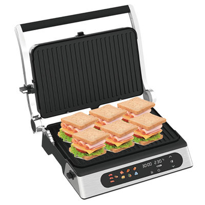 Điện số liên lạc BBQ Chế độ nướng không khói Ứng dụng nấu ăn gia đình có thể tháo rời 6 slice Panini Maker With Probe Detect