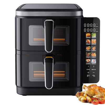 6l + 6l Double Stack Air Fryer 2800w Non-Stick Coating Quảng trường hiện đại điều khiển kỹ thuật số gấp màn hình LED Menu điện gia đình
