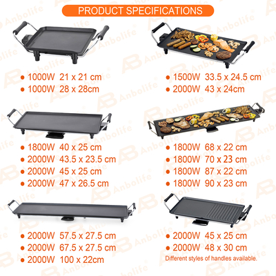 Anbolife 1800W Electric Teppanyaki Grill với bề mặt không dính