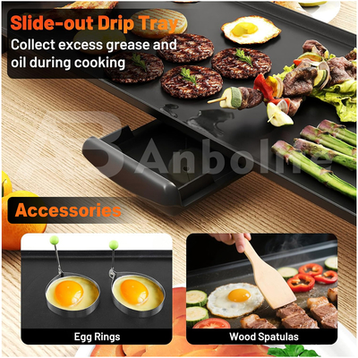 Anbolife 1800W Electric Teppanyaki Grill với bề mặt không dính