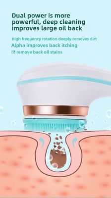 Bàn chải tắm điện sạc tự động hoàn toàn với tay cầm dài bằng silicon để mát xa cơ thể