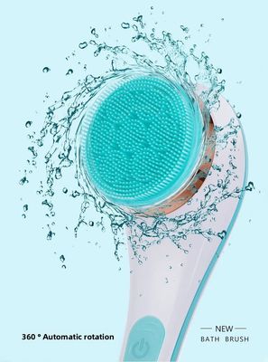 Bàn chải tắm điện sạc tự động hoàn toàn với tay cầm dài bằng silicon để mát xa cơ thể