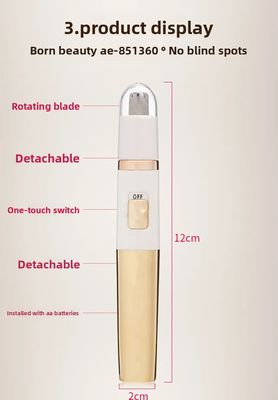 Máy tỉa lông mũi điện ANBOLIFE với pin Lithium dùng trong gia đình, bằng nhựa bền, dụng cụ chăm sóc cá nhân