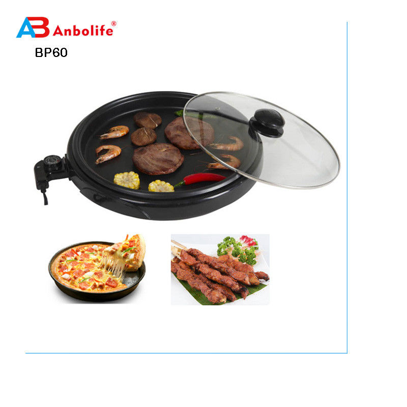 16-inch Foldaway Ceramic Family Size Electric Skillet với Glass Cover Copper Coating 1200 Watt nướng