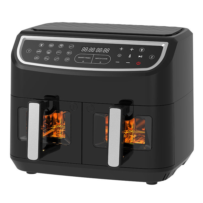 Máy nướng khí thông minh 2400W đôi với cửa sổ trong suốt có thể nhìn thấy 9L Công nghệ hai vùng kỹ thuật số