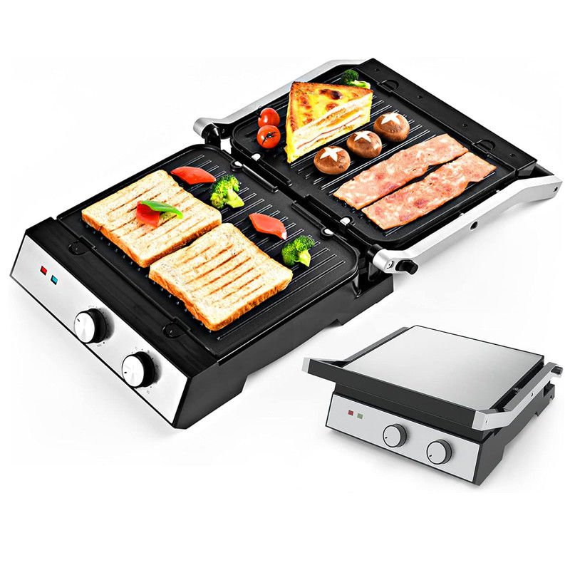 4 slice BBQ trong nhà Panini Electric Press Grill với điều khiển nhiệt độ và thời gian nút