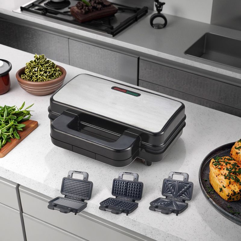 2-Slice Deep Fill Waffle Sandwich Maker BBQ Grill có thể tháo rời lớp phủ không dính cho nhà bếp nấu ăn Electric Grills Griddles