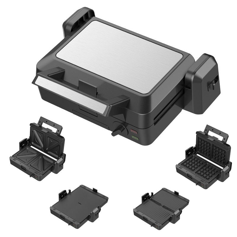 1200W Máy nướng liên lạc có thể tháo rời 3 tấm 105 180 độ mở nhiệt độ điều chỉnh nút điện PTFE không dính cho BBQ gia đình