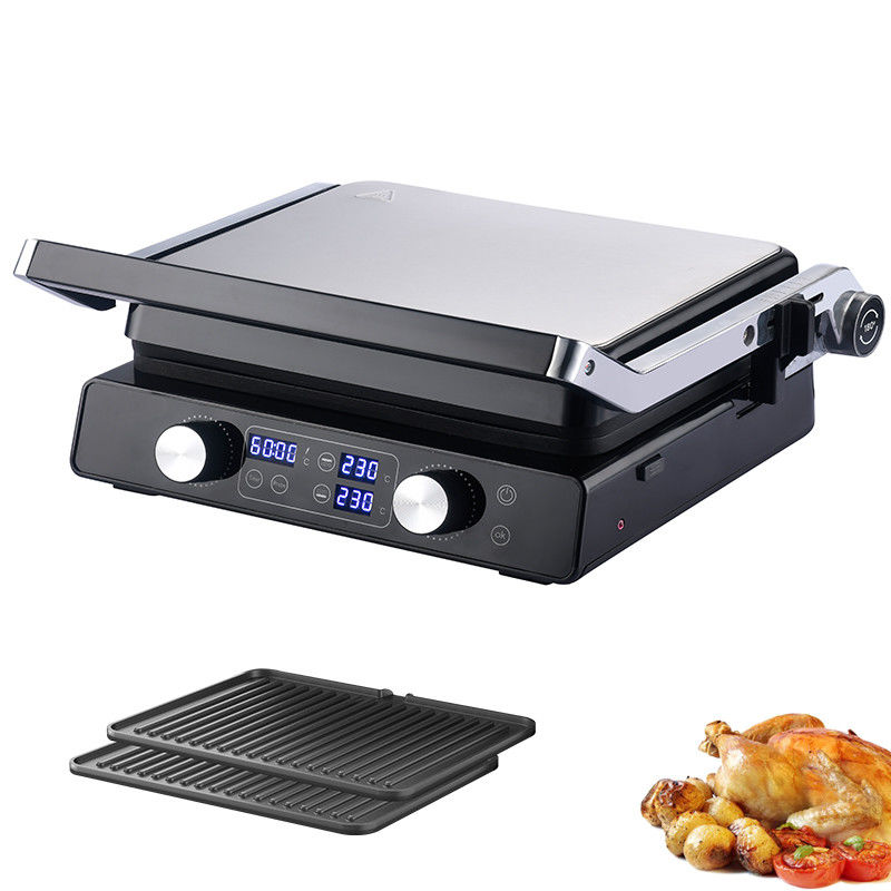 2000W màn hình nướng tiếp xúc kỹ thuật số điện điều chỉnh nhiệt độ điều khiển nút bộ đếm thời gian mở 105 180 độ có tính năng PTFE