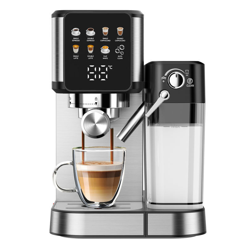 Máy làm cà phê espresso bằng bạc với máy xay sữa bằng tay cho latte cappuccino
