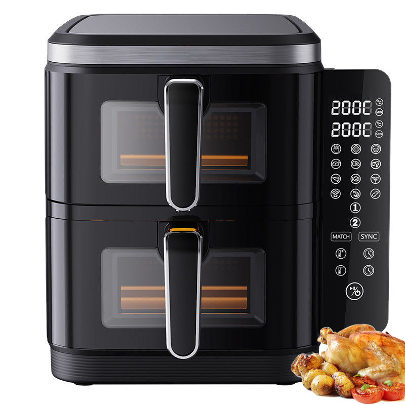 6l + 6l Double Stack Air Fryer 2800w Non-Stick Coating Quảng trường hiện đại điều khiển kỹ thuật số gấp màn hình LED Menu điện gia đình